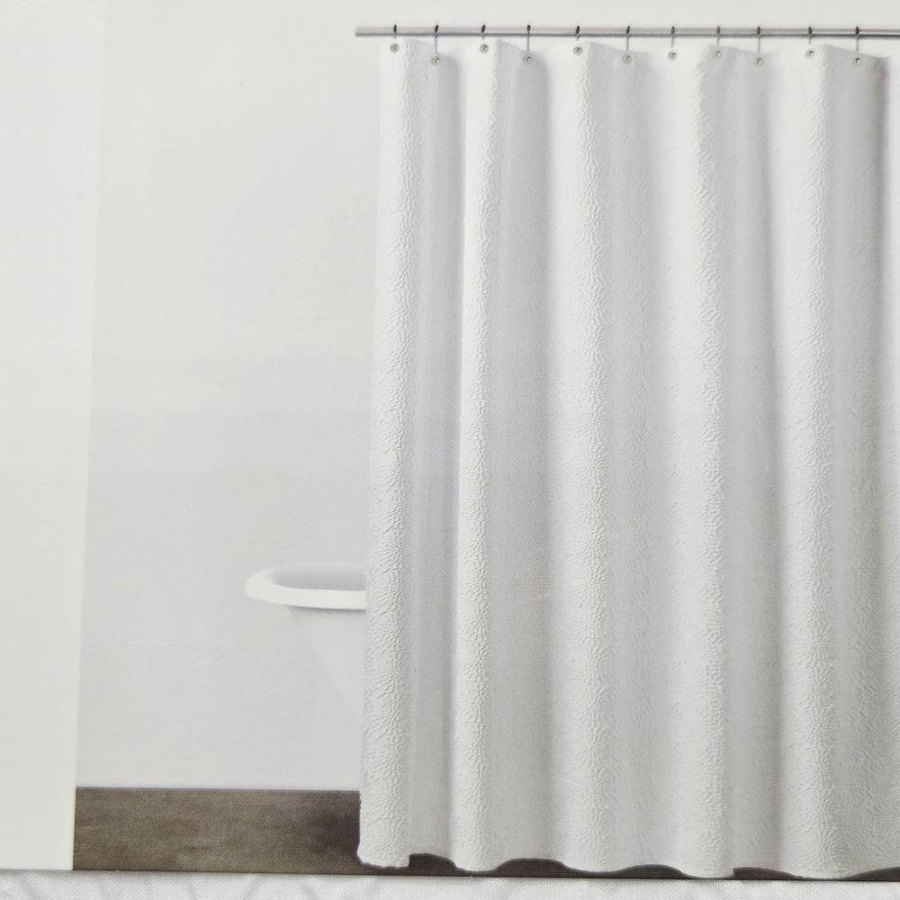 DKNY Microsculpt Fabric Shower Curtain White Textured 72x72in - Picture 5 of 9